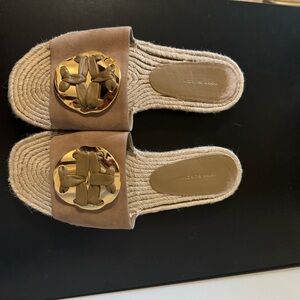 Tory Burch woven espadrille sandals.